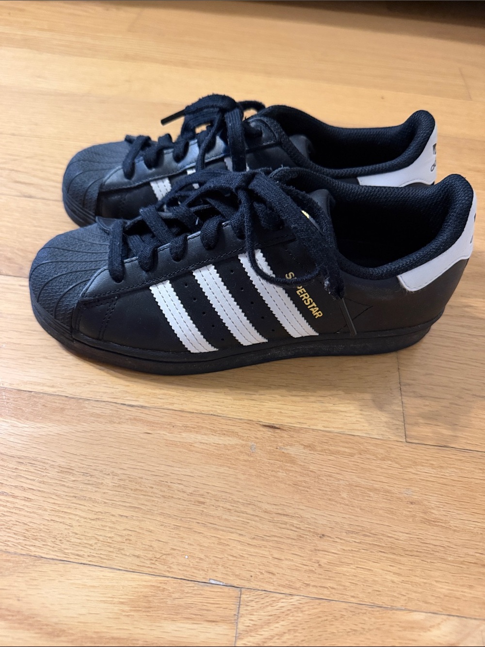 adidas Black and White Kids Superstar Sneakers